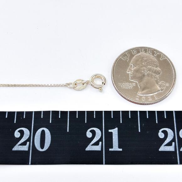 Vintage Italy Sterling Silver 925 Box Chain Necklace 21" - Picture 2 of 3